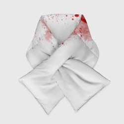 Шарф-пуховик 3D Кровь: брызки, капли стекает пятнами текстура на белом
