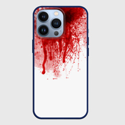 Чехол для iPhone 13 Pro Кровь: брызки, капли стекает пятнами текстура на белом