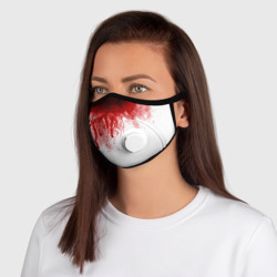 Маска из неопрена Кровь: брызки, капли стекает пятнами текстура на белом - фото 2