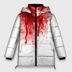 Женская зимняя куртка Oversize Кровь: брызки, капли стекает пятнами текстура на белом