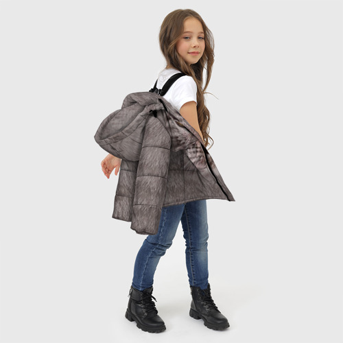Зимняя куртка для девочек 3D с принтом Котик, фото #4