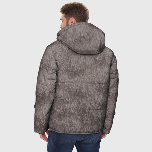Мужская зимняя куртка 3D с принтом Котик, вид сзади #2