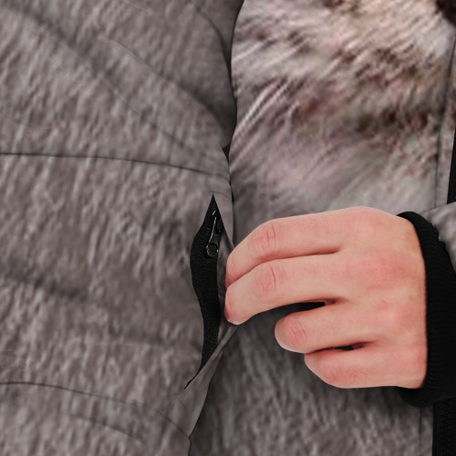 Мужская зимняя куртка 3D с принтом Котик, вид сбоку #3