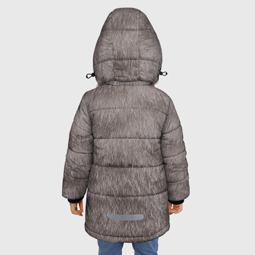 Зимняя куртка для девочек 3D с принтом Котик, вид сзади #2
