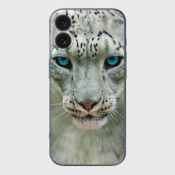 Чехол для iPhone 16 силиконовый с защитой камеры Снежный барс