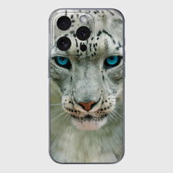 Чехол для iPhone 15 Pro силиконовый с защитой камеры Снежный барс