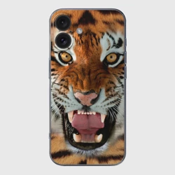 Чехол для iPhone 16 силиконовый с защитой камеры Тигр