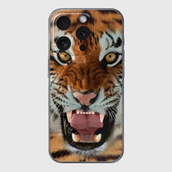 Чехол для iPhone 15 Pro силиконовый с защитой камеры Тигр