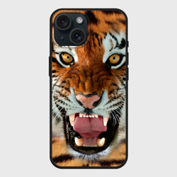 Чехол силиконовый для Apple iPhone 15 матовый Тигр