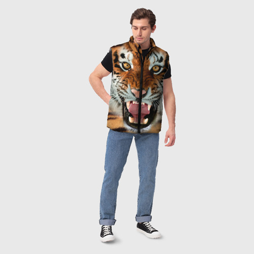 Мужской жилет утепленный 3D с принтом Тигр, вид сбоку #3