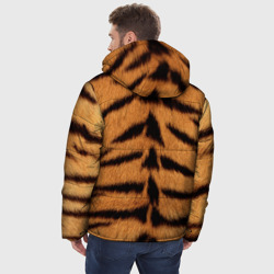 Куртка с принтом Тигр для мужчины, вид на модели сзади №2. Цвет основы: черный