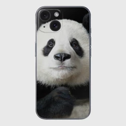 Чехол для iPhone 15 силиконовый с защитой камеры Панда