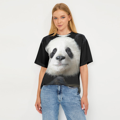 Женская футболка oversize 3D Панда, цвет 3D печать - фото 5