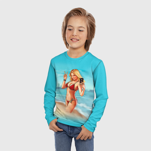 Детский лонгслив 3D Девушка GTA, цвет 3D печать - фото 3
