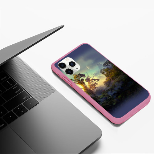 Чехол для iPhone 11 Pro Max матовый Природа, цвет малиновый - фото 5