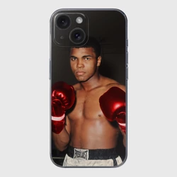 Чехол для iPhone 15 силиконовый с защитой камеры Мухаммед Али