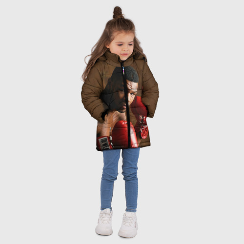Зимняя куртка для девочек 3D Майк Тайсон, цвет черный - фото 5