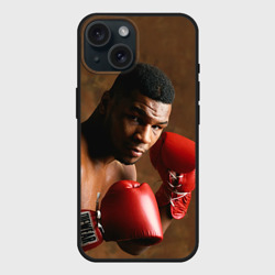 Чехол силиконовый для Apple iPhone 15 матовый Майк Тайсон