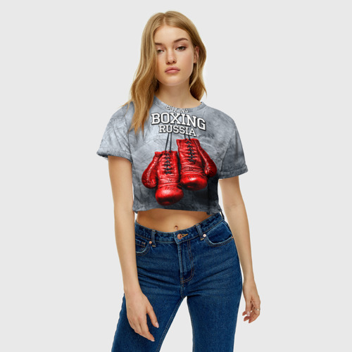 Женская футболка Crop-top 3D Boxing, цвет 3D печать - фото 3