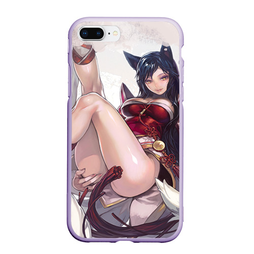 Чехол для iPhone 7Plus/8 Plus матовый The nine-tailed FOX Ahri, цвет светло-сиреневый