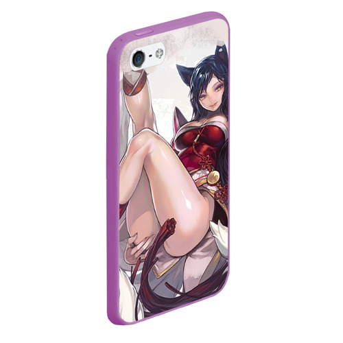 Чехол для iPhone 5/5S матовый The nine-tailed FOX Ahri, цвет фиолетовый - фото 3