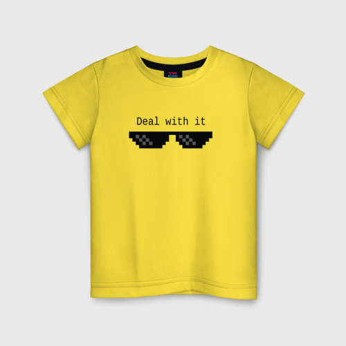 Детская футболка хлопок с принтом Очки Deal With It, вид спереди #2
