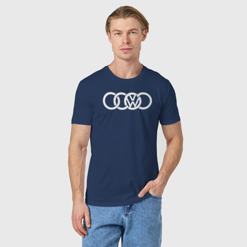 Мужская футболка хлопок Audi VW, цвет темно-синий - фото 3