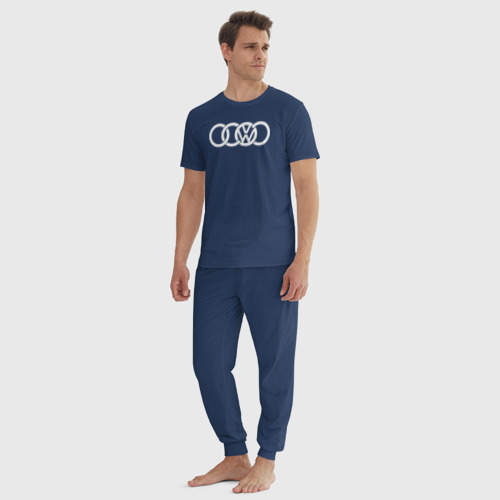 Мужская пижама хлопок Audi VW, цвет темно-синий - фото 5