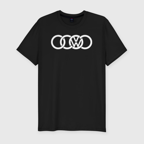 Мужская футболка хлопок Slim Audi VW, цвет черный