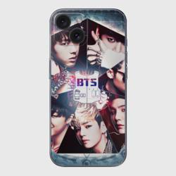 Чехол для iPhone 15 силиконовый с защитой камеры Bts