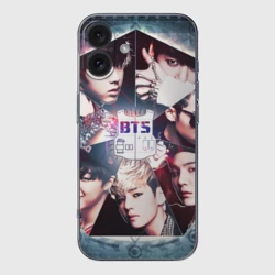 Чехол для iPhone 16 силиконовый с защитой камеры Bts