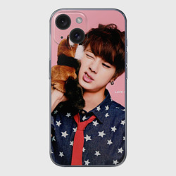 Чехол для iPhone 15 силиконовый с защитой камеры Bts