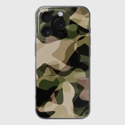 Чехол для iPhone 16 Pro Max силиконовый с защитой камеры Камуфляж