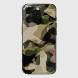 Чехол для iPhone 16 Pro силиконовый с защитой камеры Камуфляж