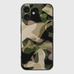 Чехол для iPhone 16 силиконовый с защитой камеры Камуфляж