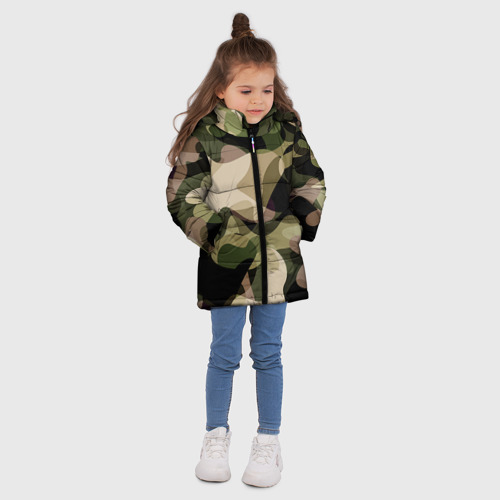 Зимняя куртка для девочек 3D Камуфляж, цвет светло-серый - фото 5