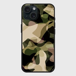 Чехол силиконовый для Apple iPhone 15 матовый Камуфляж