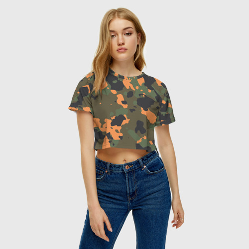 Женская футболка Crop-top 3D Камуфляж, цвет 3D печать - фото 4