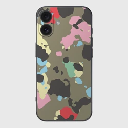 Чехол для iPhone 16 силиконовый с защитой камеры Камуфляж