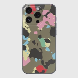 Чехол для iPhone 15 Pro силиконовый с защитой камеры Камуфляж