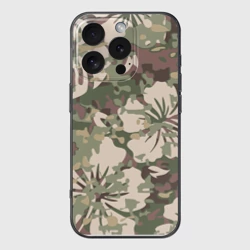 Чехол для iPhone 16 Pro силиконовый с защитой камеры Камуфляж