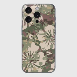 Чехол для iPhone 15 Pro Max силиконовый с защитой камеры Камуфляж