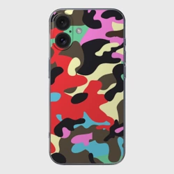 Чехол для iPhone 16 силиконовый с защитой камеры Камуфляж