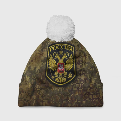 Шапка 3D c помпоном Хаки