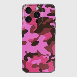 Чехол для iPhone 15 Pro Max силиконовый с защитой камеры Камуфляж