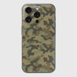 Чехол для iPhone 15 Pro Max силиконовый с защитой камеры Хаки