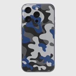 Чехол для iPhone 15 Pro Max силиконовый с защитой камеры Камуфляж