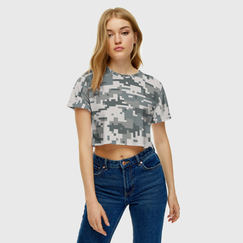 Женская футболка Crop-top 3D Камуфляж, цвет 3D печать - фото 3