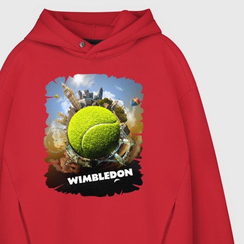 Мужское худи Oversize хлопок Уимблдон Wimbledon, цвет красный - фото 4
