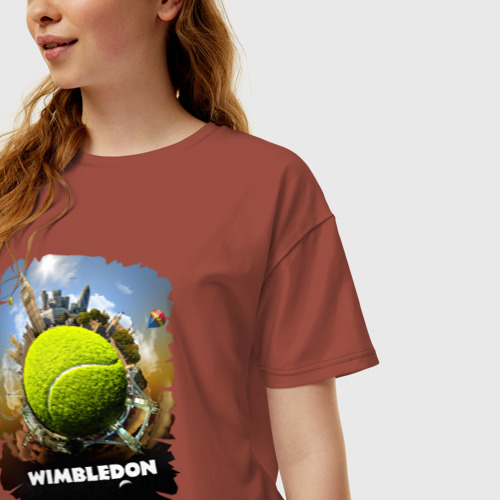 Женская футболка хлопок Oversize Уимблдон Wimbledon, цвет кирпичный - фото 3